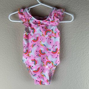 3/$10 Cat & Jack Pink Unicorn One Piece Swimsuit Sz 9 Months